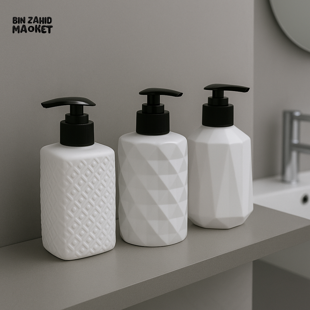 GEOMETRIC SOAP DISPENSER 1 PIECES – WHITE BATHROOM ACCESSORY BOTTLES