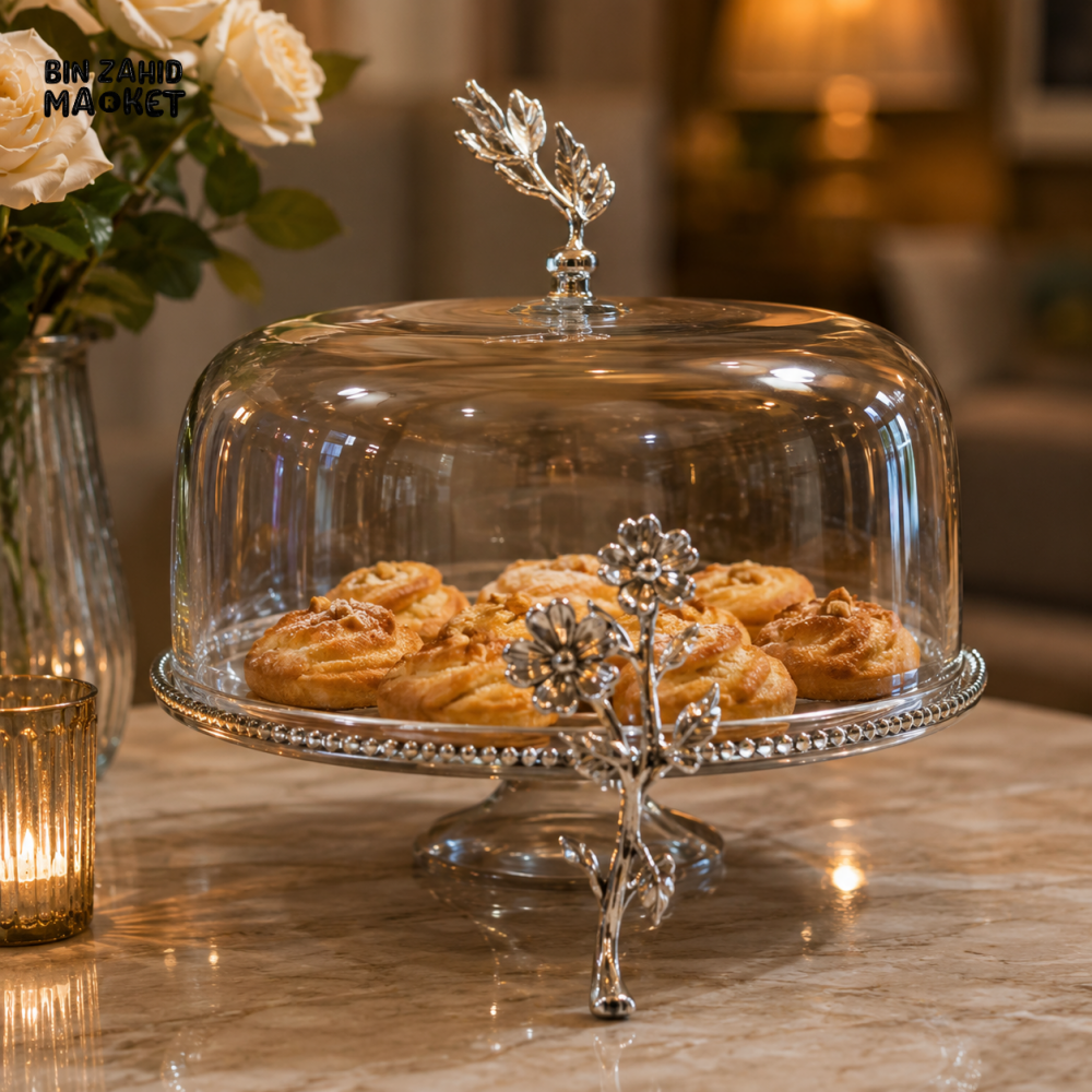 GLASS CAKE STAND WITH DECORATIVE DOME LID - Cake Stands
