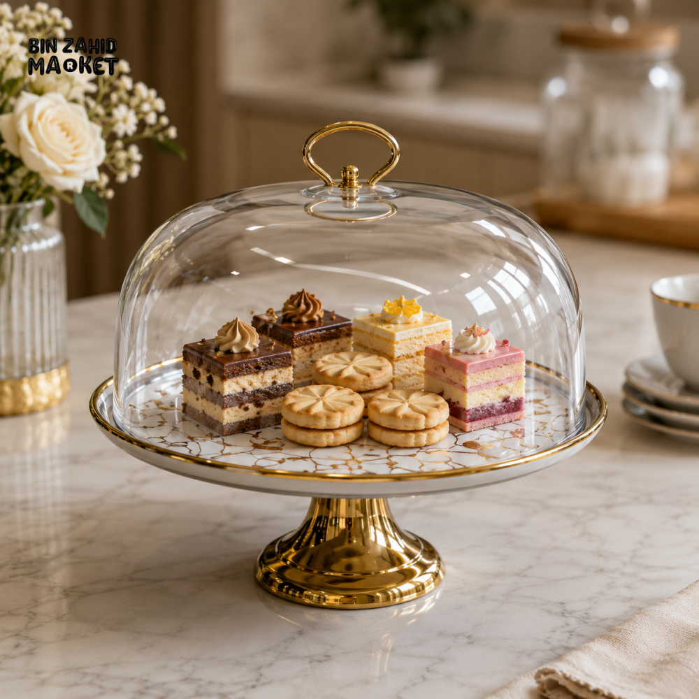 GLASS CAKE STAND WITH DOME LID