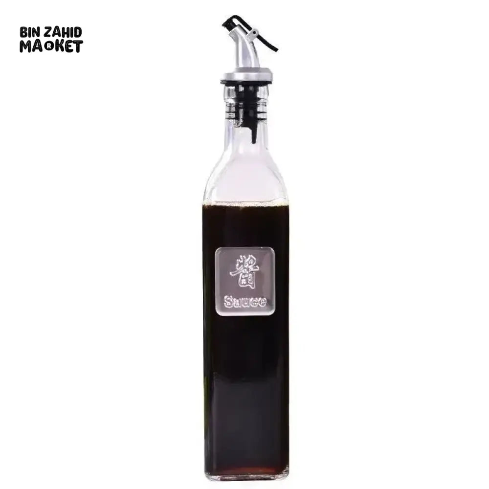 GLASS OIL DISPENSER BOTTLE – 500ML TRANSPARENT LEAK-PROOF KITCHEN BOTTLE FOR OLIVE OIL & SEASONING