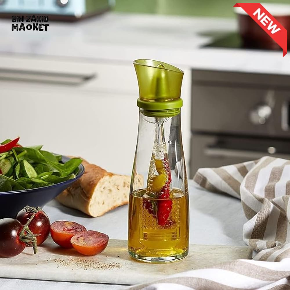 GLASS OIL DISPENSER WITH INFUSER 500ML – PRECISION POUR SPOUT