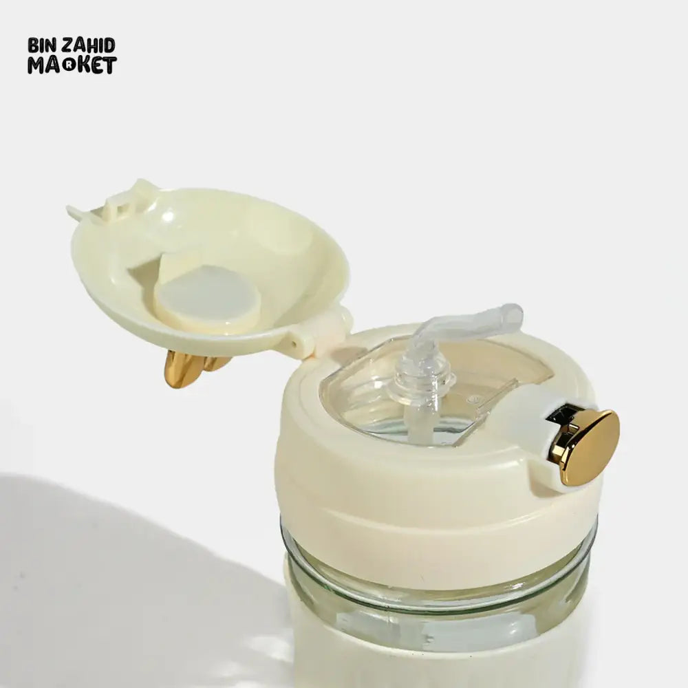 GLASS SIPPER 350ML – CUTE BUNNY LID | PORTABLE & LEAK-PROOF KIDS WATER BOTTLE