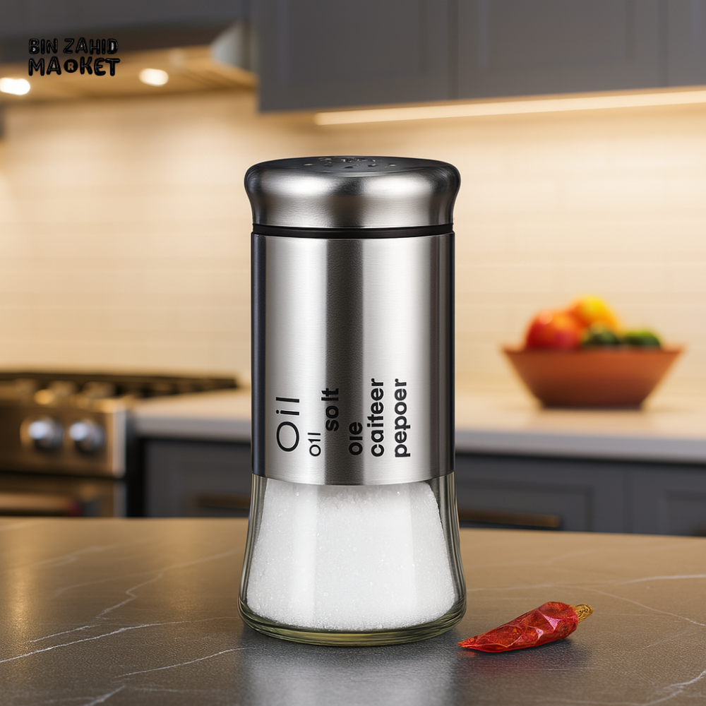 GLASS SPICE BOTTLE WITH HOLES – SALT & SEASONING SHAKER FOR KITCHEN & BBQ