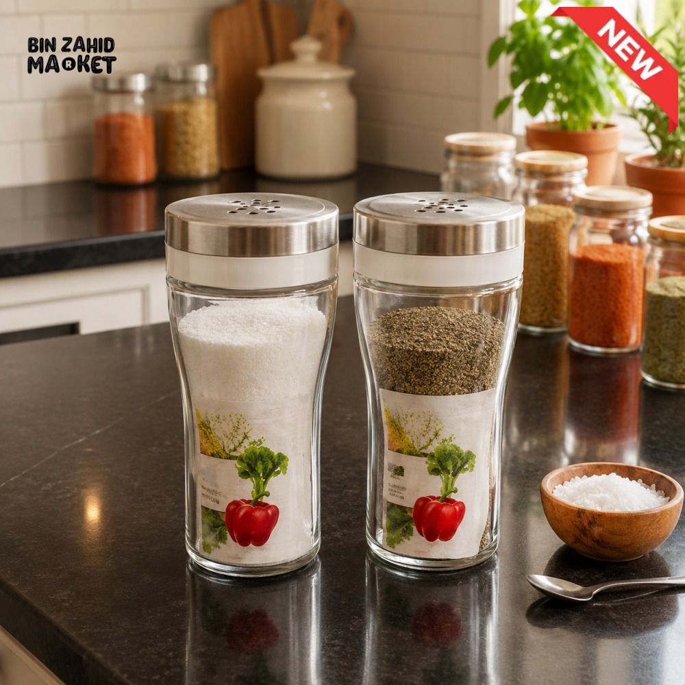 GLASS SPICE SHAKER JAR WITH STAINLESS STEEL LID