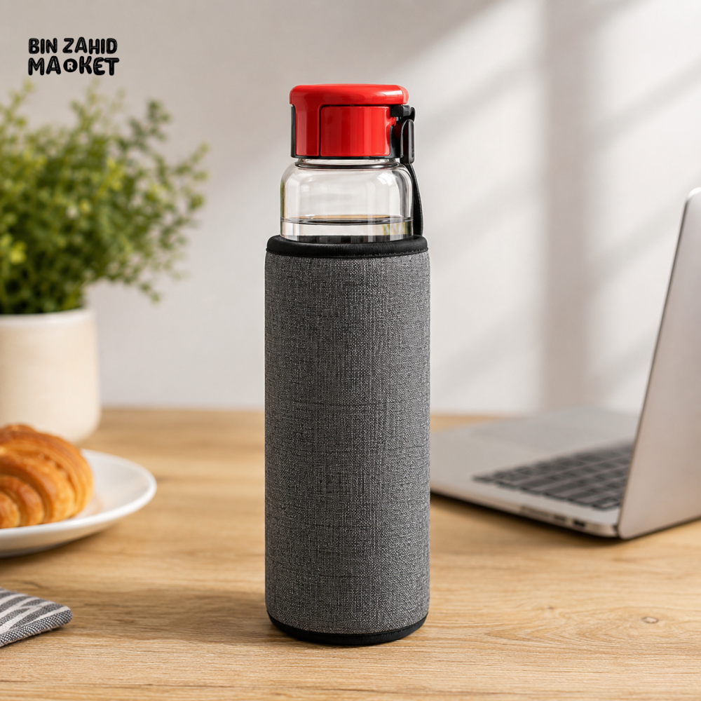 GLASS WATER BOTTLE WITH PROTECTIVE SLEEVE - Bottles