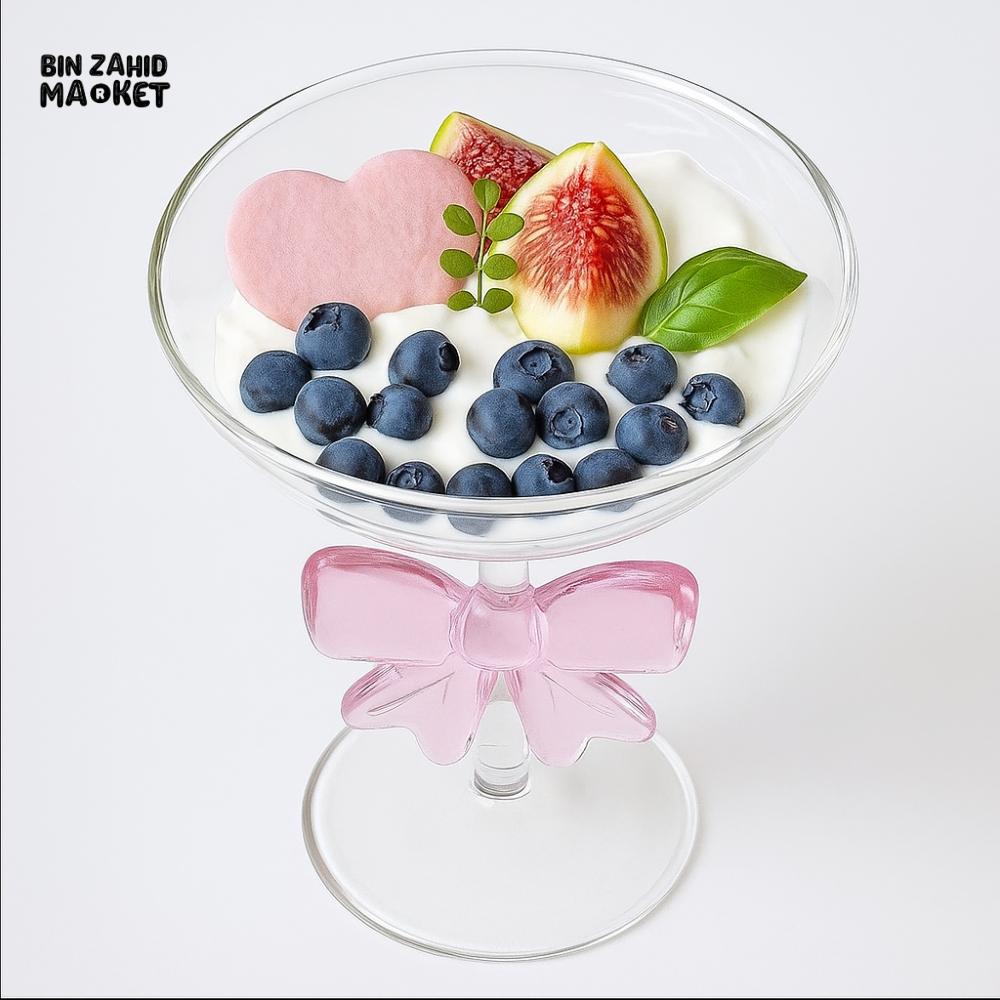 Pink Bow Dessert Glass