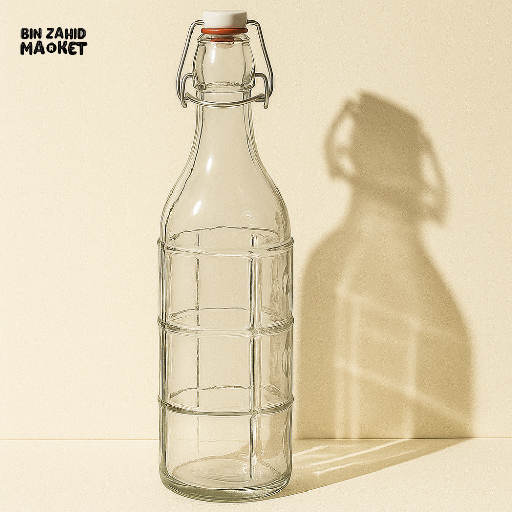 1000ml Clip Glass Bottle Horizontal Stripes
