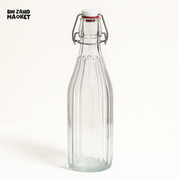 1000ml Clip Glass Bottle Vertical Lines