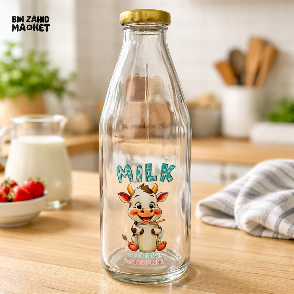 GLASSLUX MILK BOTTLE 1000ML - MILK COW
