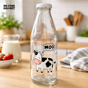 GLASSLUX MILK BOTTLE 1000ML - MOO COW