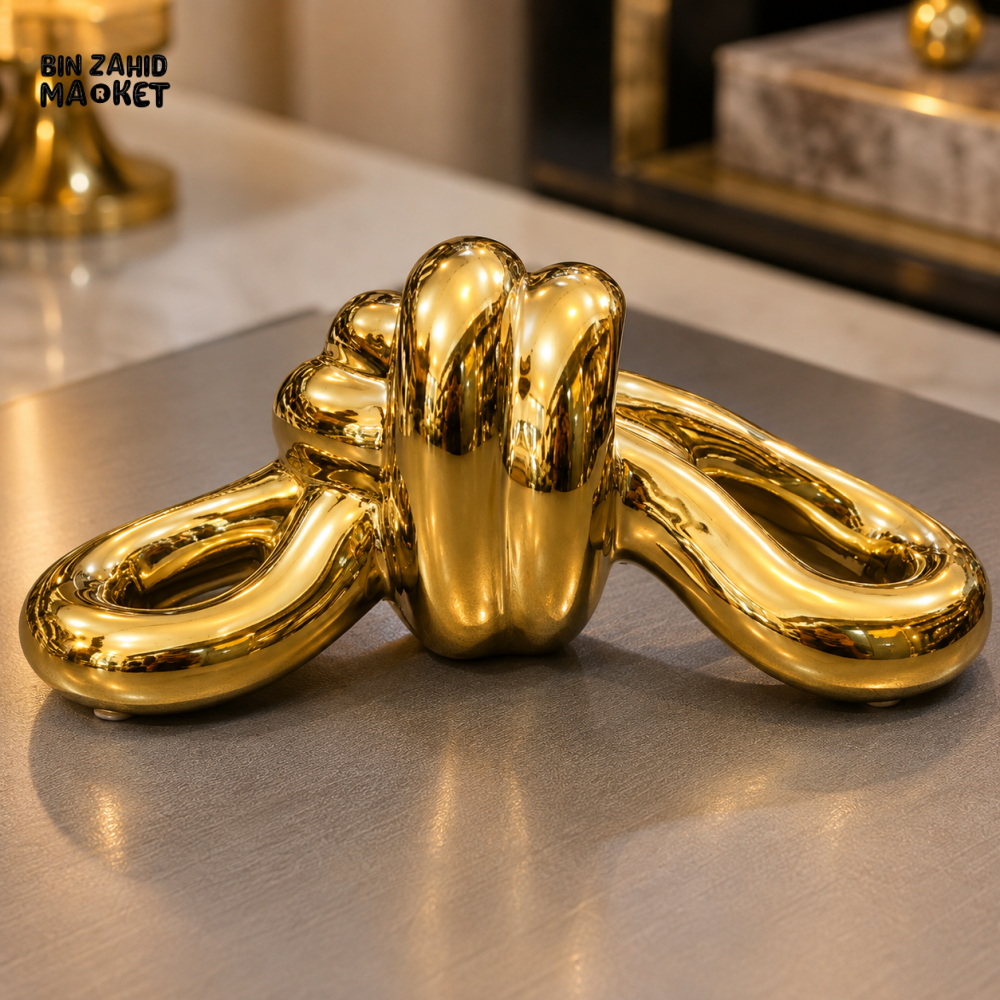 GOLD ABSTRACT KNOT DECORATIVE SCULPTURE
