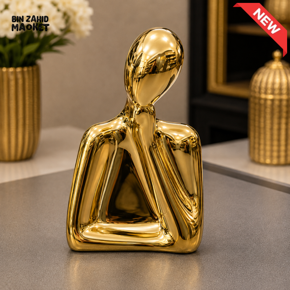 GOLD ABSTRACT THINKING FIGURE DECORATIVE SCULPTURE