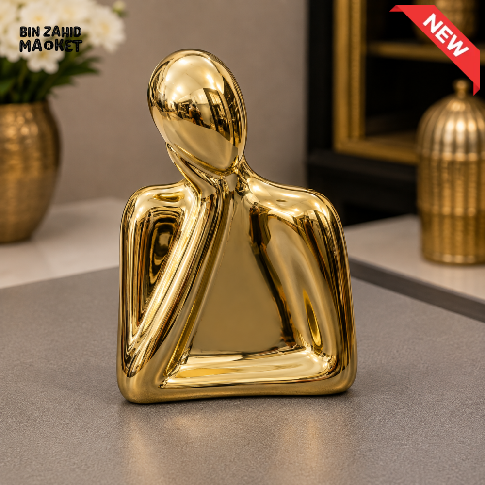 GOLD ABSTRACT THINKING FIGURE DECORATIVE SCULPTURE