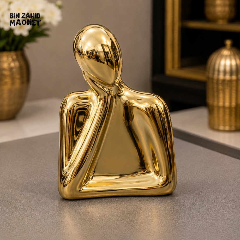GOLD ABSTRACT THINKING FIGURE DECORATIVE SCULPTURE