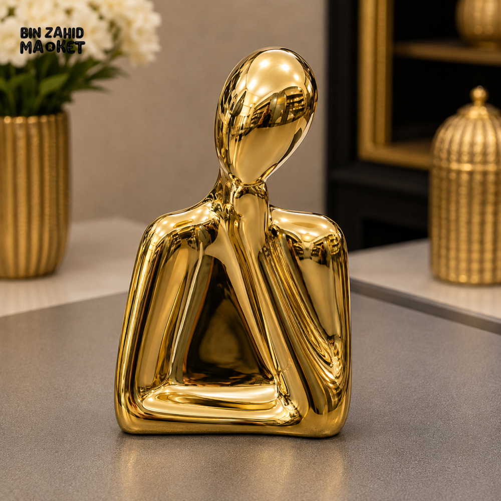 GOLD ABSTRACT THINKING FIGURE DECORATIVE SCULPTURE
