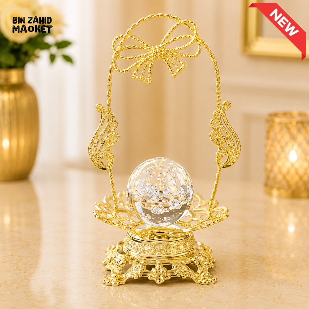 GOLD BOW CRYSTAL ORB TABLE DECOR
