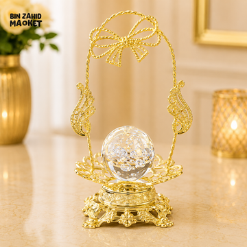 GOLD BOW CRYSTAL ORB TABLE DECOR