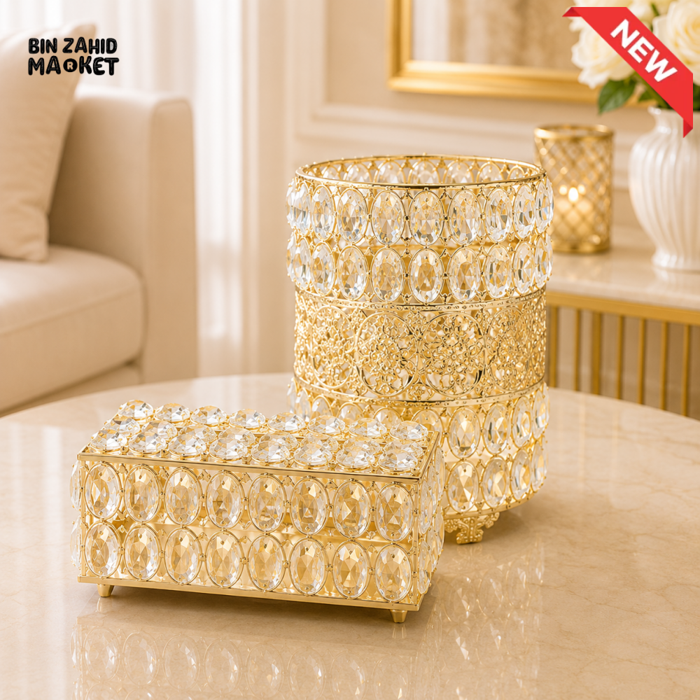 GOLD CRYSTAL DECORATIVE STORAGE BOX SET