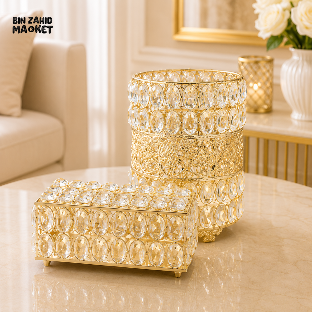 GOLD CRYSTAL DECORATIVE STORAGE BOX SET