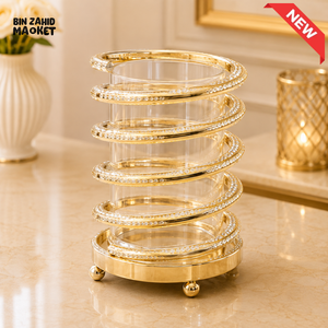 GOLD CRYSTAL SPIRAL GLASS DECORATIVE HOLDER - SMALL