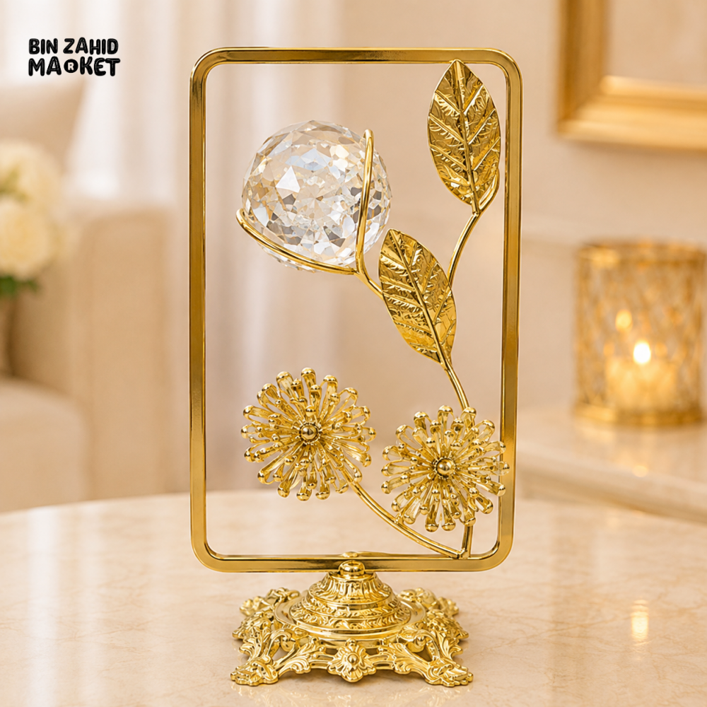 GOLD FLORAL CRYSTAL ORB TABLE DECOR