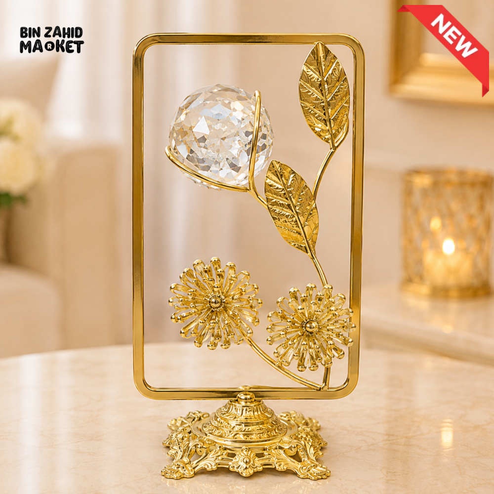 GOLD FLORAL CRYSTAL ORB TABLE DECOR