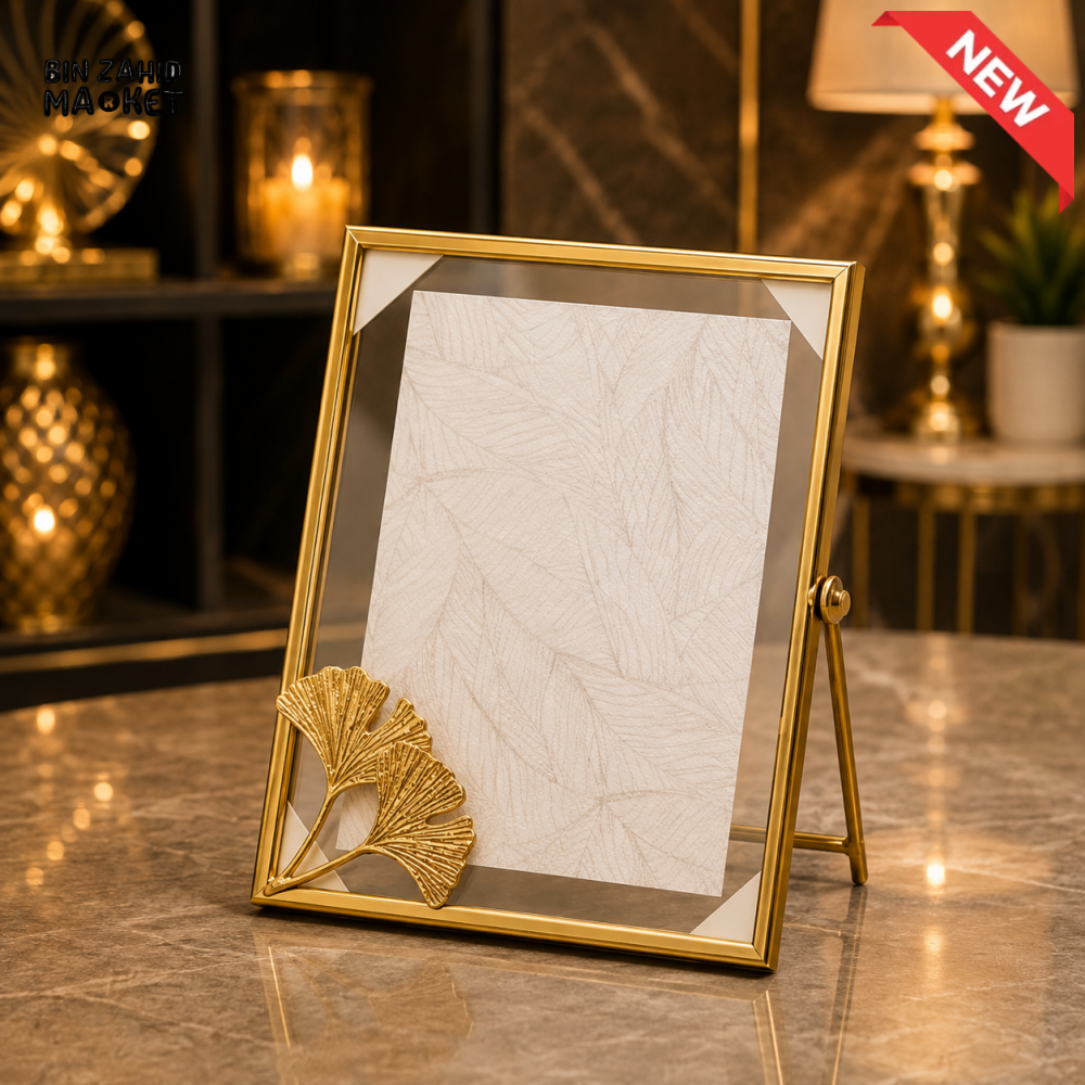 GOLD GINKGO LEAF TABLETOP PHOTO FRAME
