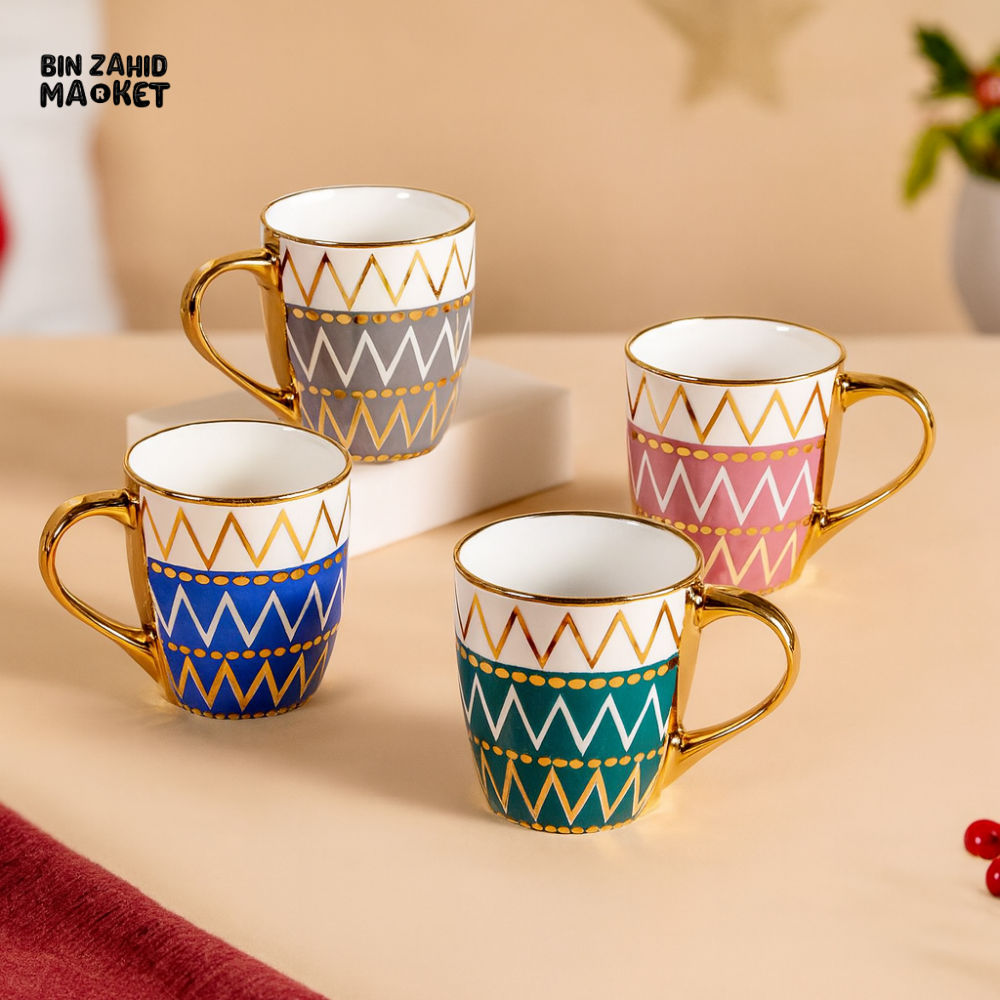 GOLD HANDLE LUXURY DESIGN CERAMIC MUG 400ML