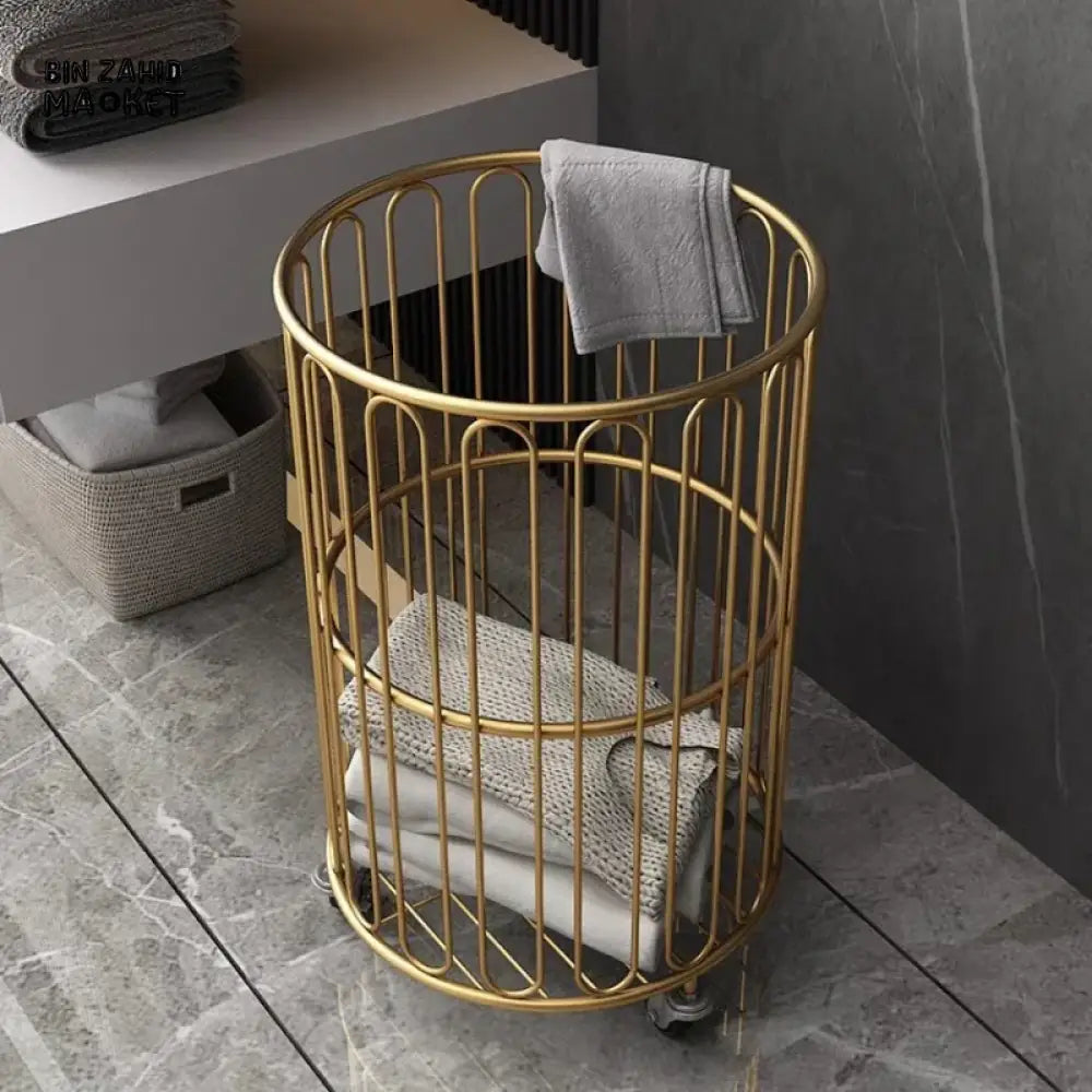 GOLD RODES LAUNDRY CART Round