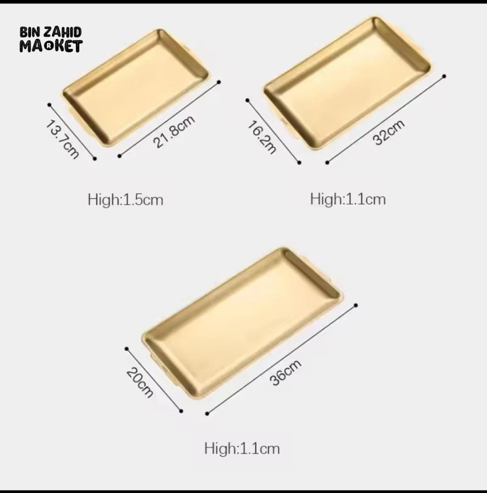 GOLD SERVING TRAY WITH HANDLE – MULTI-PURPOSE FOOD BAKING & DISPLAY TRAY FOR KITCHEN & DINING