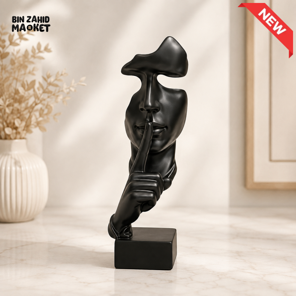 GOLDEN ABSTRACT SILENCE FACE SCULPTURE