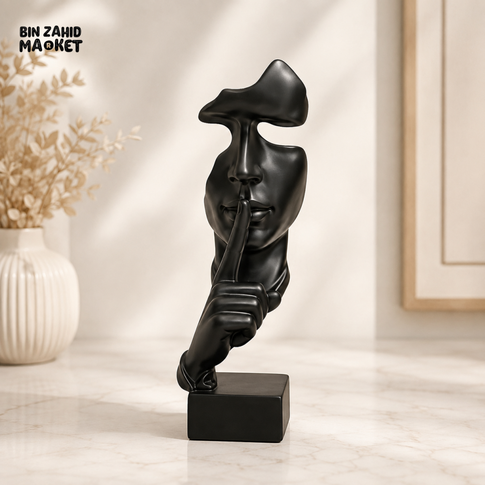 GOLDEN ABSTRACT SILENCE FACE SCULPTURE