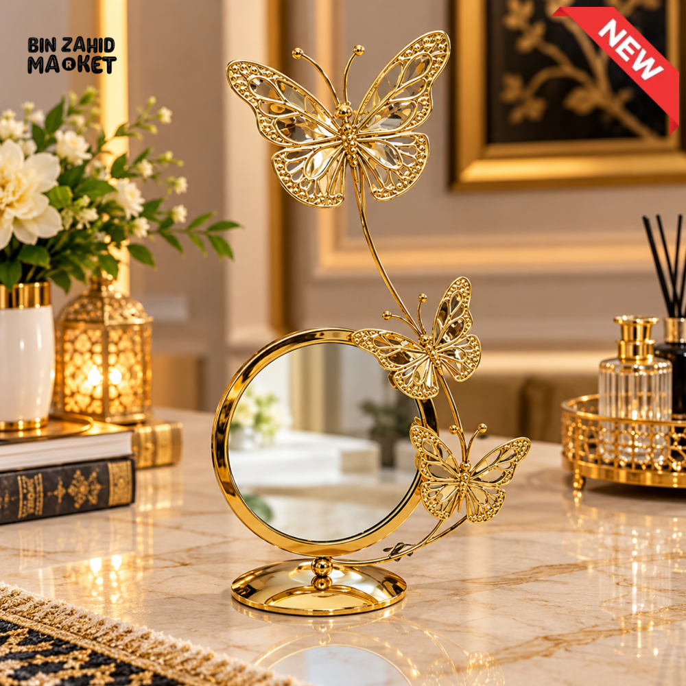 GOLDEN BUTTERFLY DESIGN TABLETOP DECORATIVE MIRROR - Mirrors