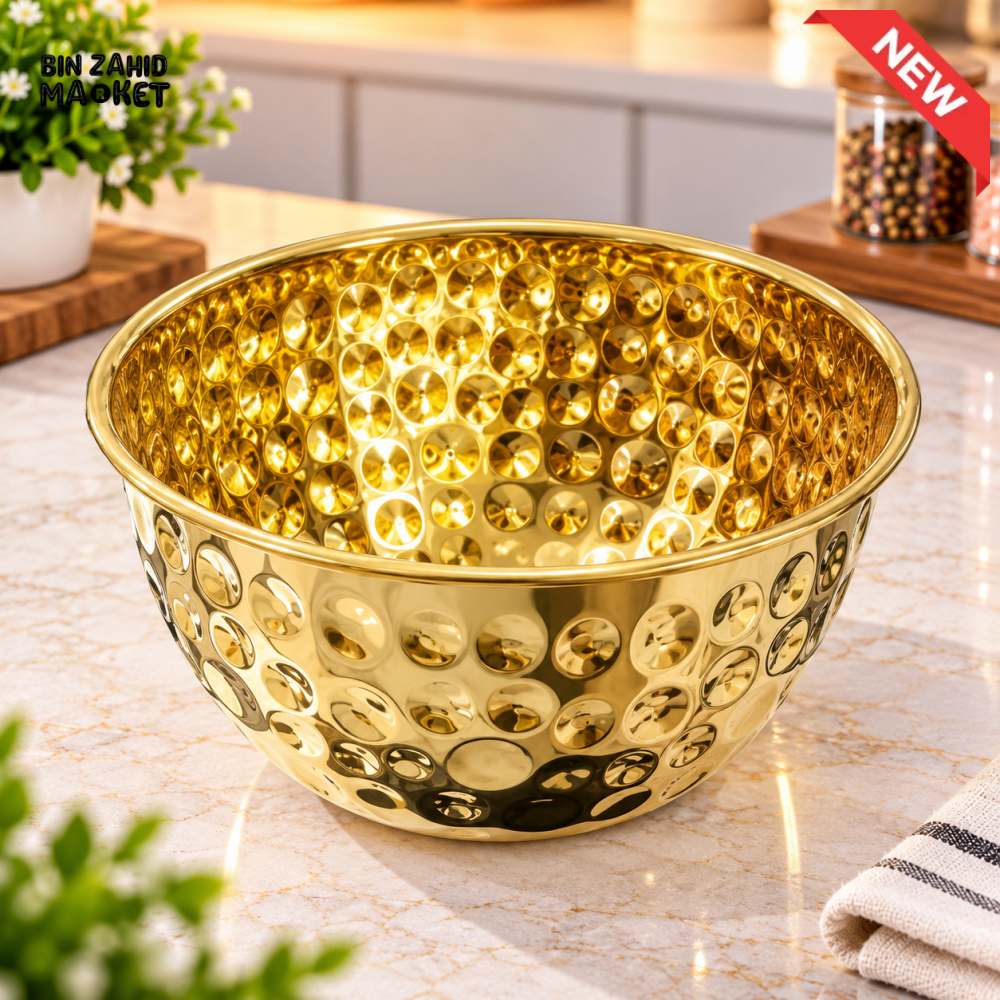 GOLDEN HAMMERED DEEP SERVING BOWL