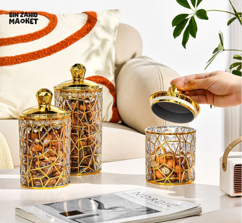 GOLDEN LID SET OF 3 SEALED JAR