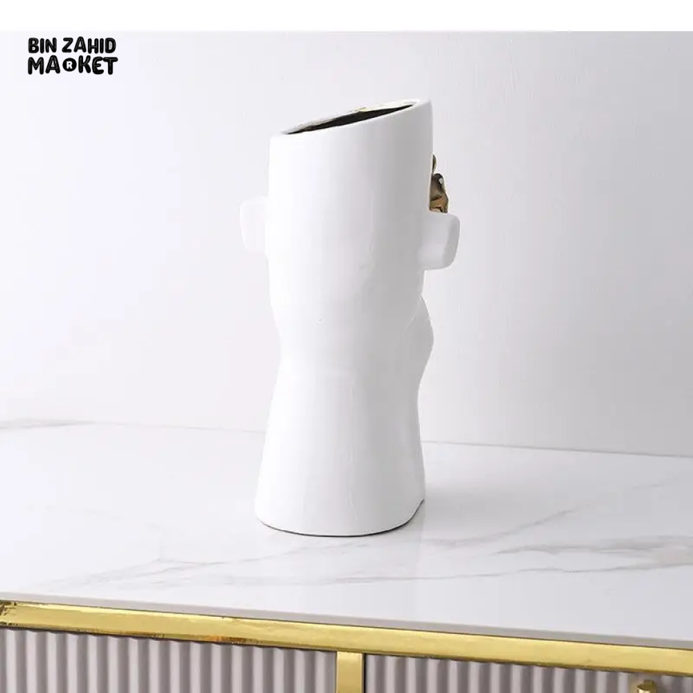 GOLDEN ROSE CERAMIC VASE - MODERN DESK DECOR & FLOWER ARRANGEMENT