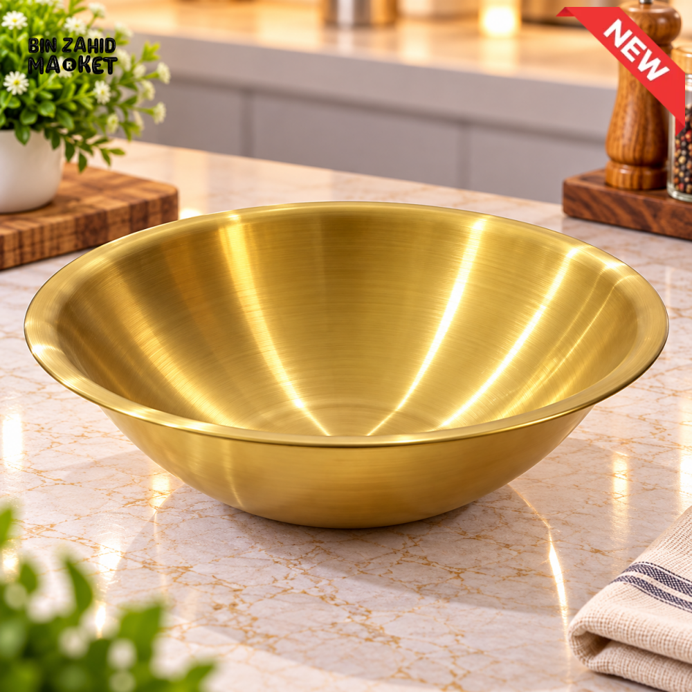 GOLDEN STAINLESS STEEL DEEP SERVING BOWL