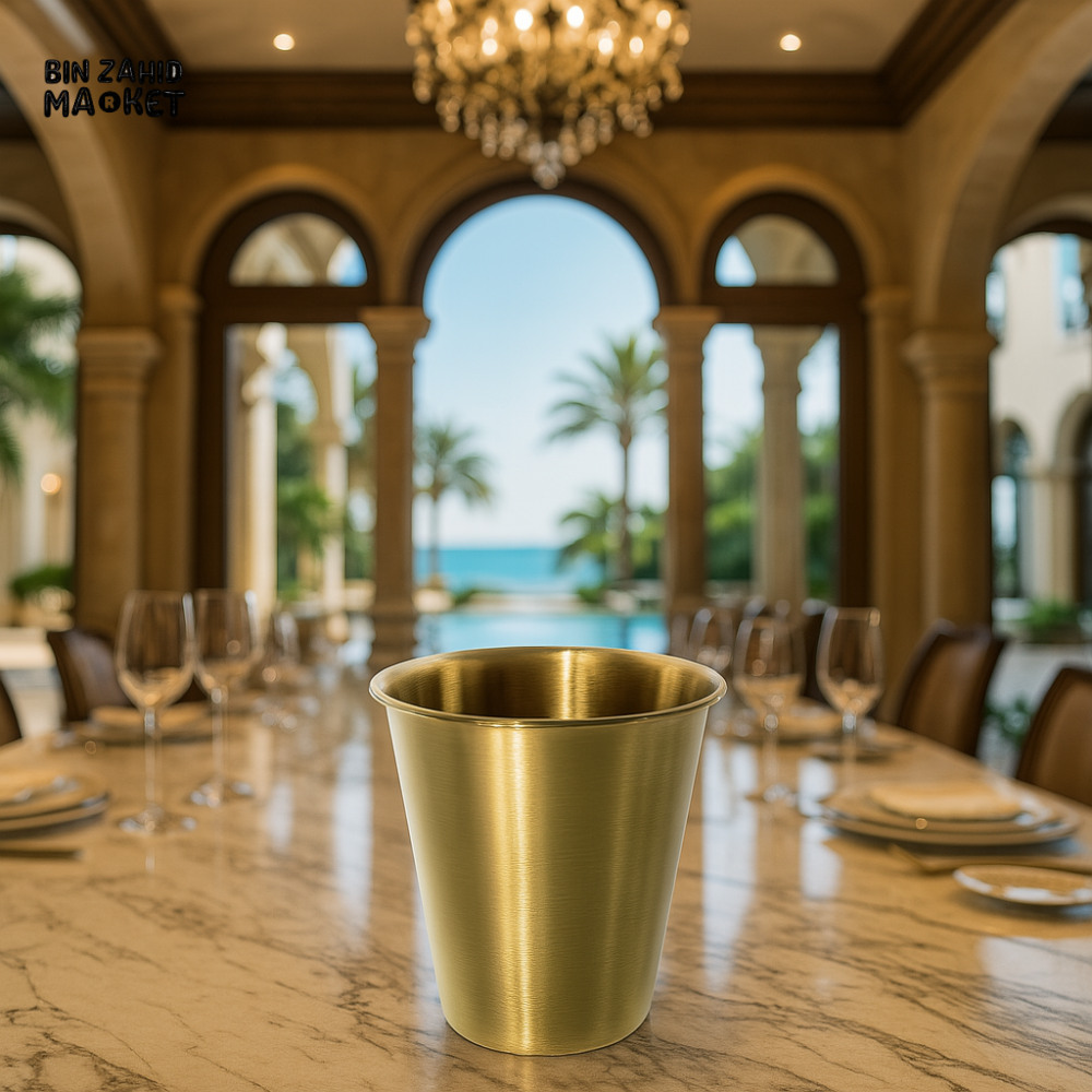 GOLDEN STAINLESS STEEL DRINKING GLASS | LUXURY PLAIN TUMBLER CUP