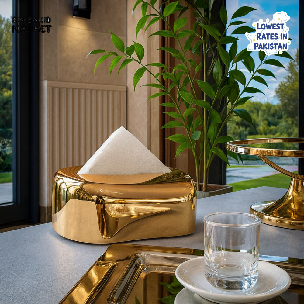 GOLDEN TISSUE HOLDER FOR DINING TABLE