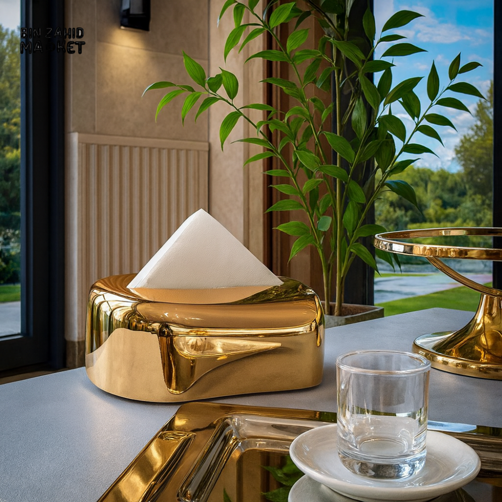 GOLDEN TISSUE HOLDER FOR DINING TABLE