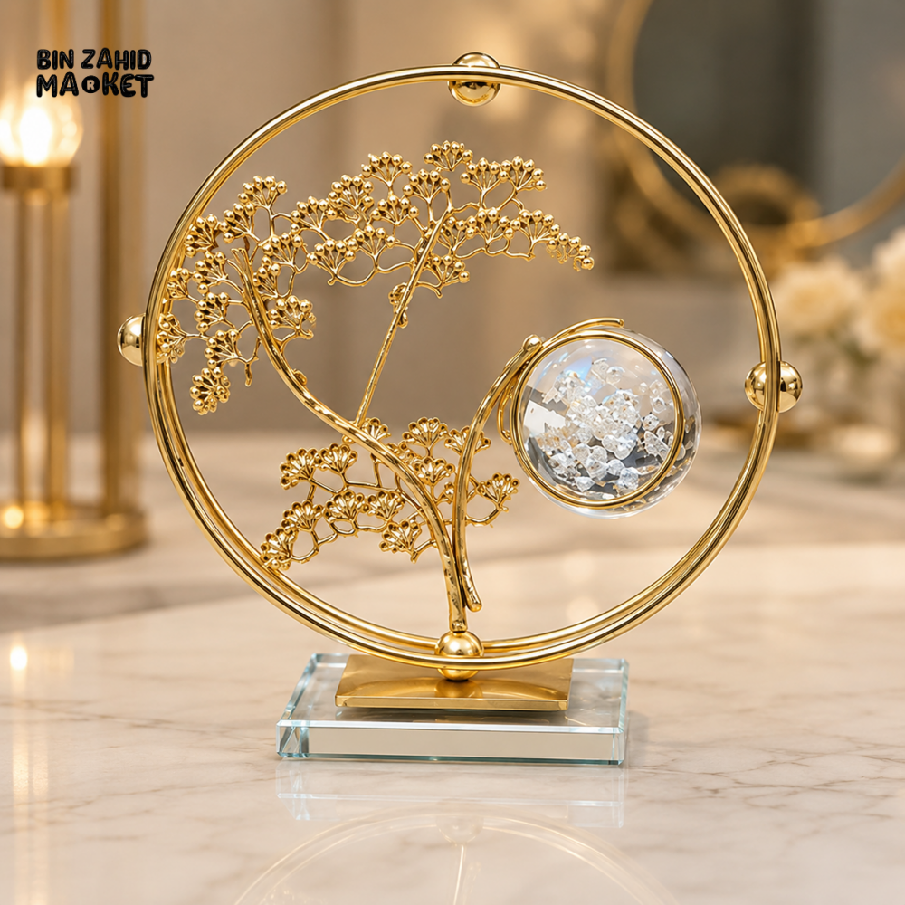 GOLDEN TREE CRYSTAL ORB DECORATIVE ORNAMENT