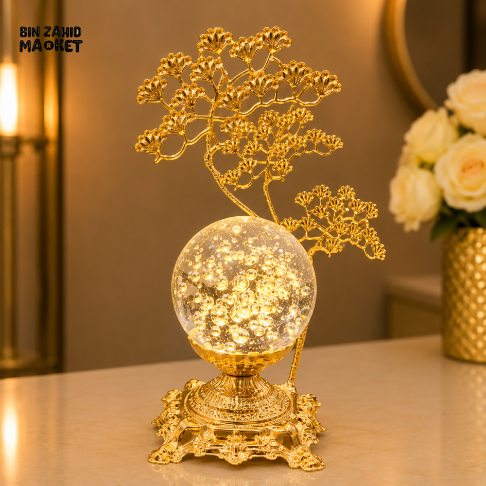 GOLDEN TREE CRYSTAL ORB DECORATIVE TABLE LAMP