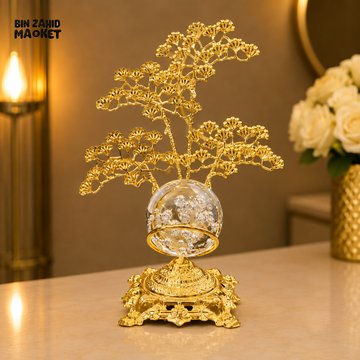 GOLDEN TREE CRYSTAL ORB TABLETOP ORNAMENT