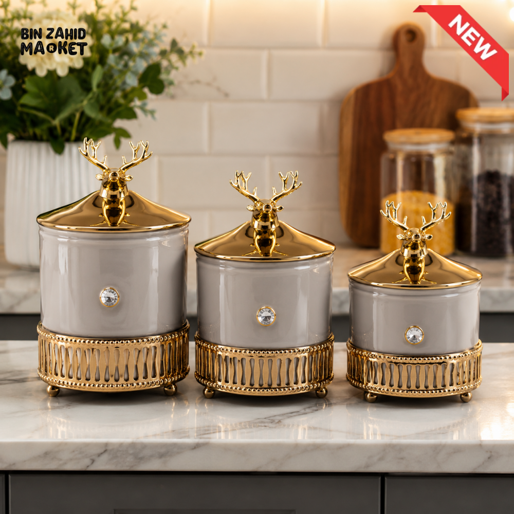 GOLD LUXA 3 PCS GLASS CANDY SET