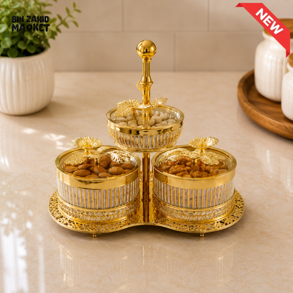 GOLDLUXA 3-PIECE CONDIMENT SERVER SET