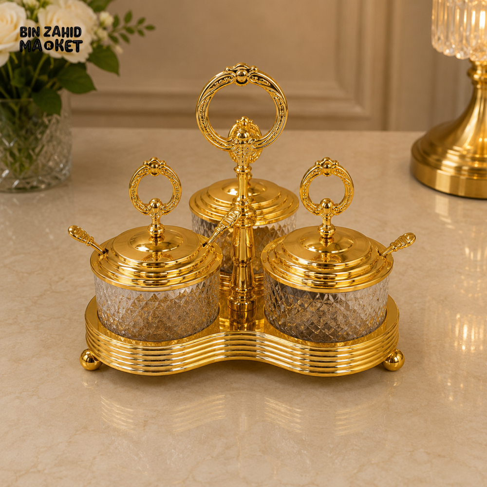GOLDLUXA 3-PIECE CONDIMENT SERVER SET