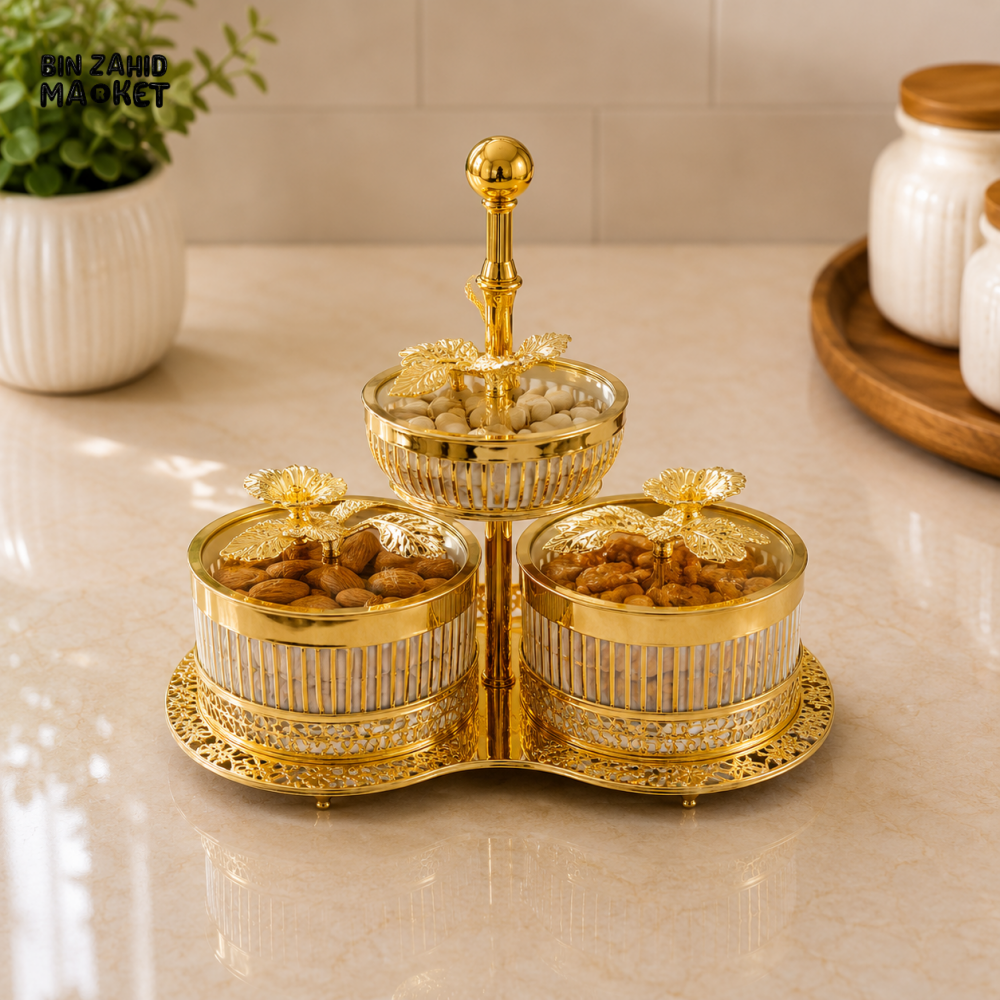 GOLDLUXA 3-PIECE CONDIMENT SERVER SET
