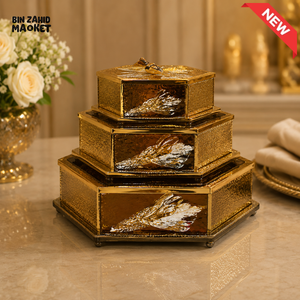 GOLDLUXA 3-PIECE DECORATIVE STORAGE BOX SET - HEXAGONAL SHAPE