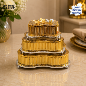 GOLDLUXA 3-PIECE DECORATIVE STORAGE BOX SET - WAVE SHAPE