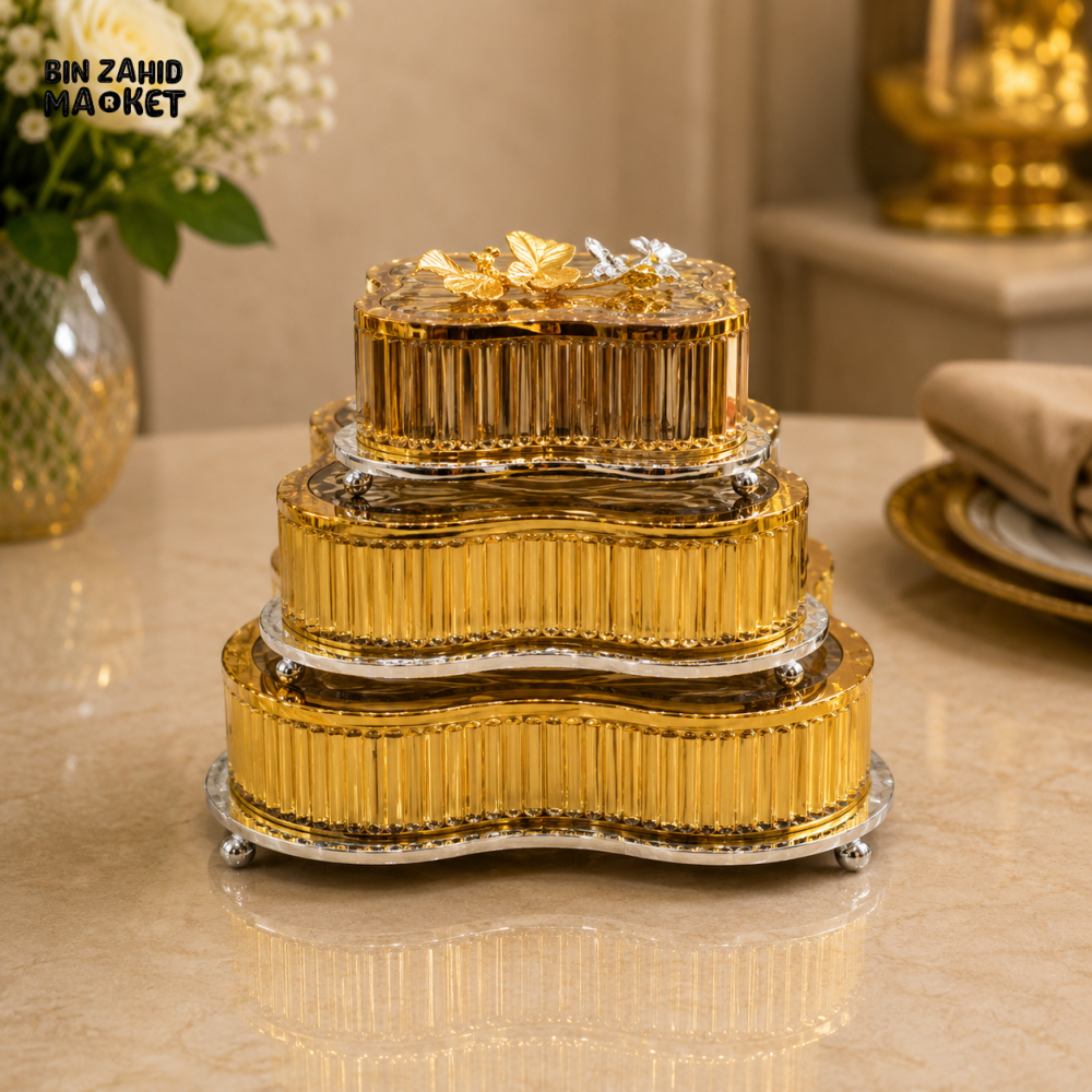 GOLDLUXA 3-PIECE DECORATIVE STORAGE BOX SET - WAVE SHAPE